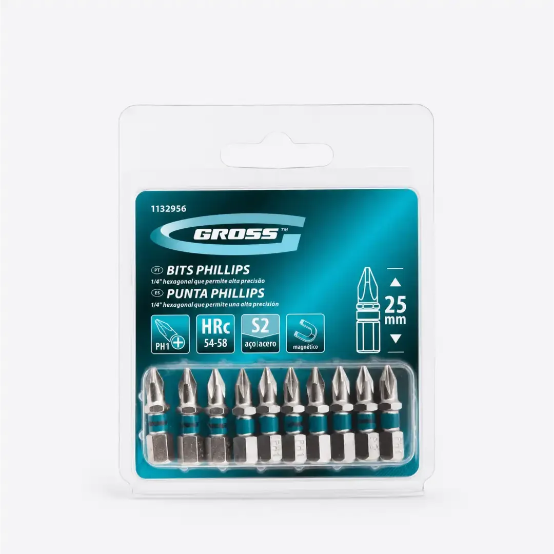 BITS PHILLIPS MAGNET.10PC SEXT.25MM PH2 1/4"