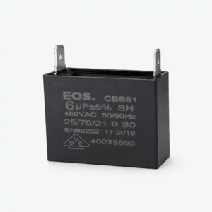 CAPACITOR CAIXA 6 MFD 450V C/ 2 TERM 47X20X37 EOS  6 MFD 450V C/ 2 TERM