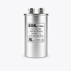CAPACITOR 35 MFD 380V C/ TERMINAL 45X90 CORPO ALUMINIO EOS  35 MFD 380V C/TERM